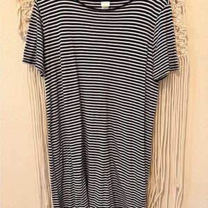 H&M Black & White Striped Dress | Sleeved Basic Cotton Comfy Dress | Casual